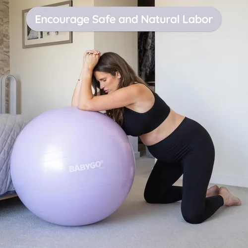 Vista 2 de BABYGO Pelota de Parto – Juego de pelota y libro de yoga para embarazo, trabajo de parto y ejercicio con enfoque en trimestres, fisioterapia