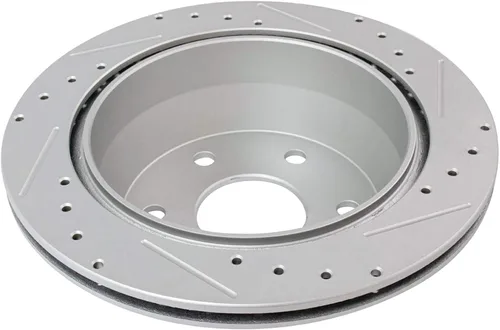 Vista 5 de TRQ Kit de pastillas de freno trasero y rotor de cerámica con revestimiento en G de alta calidad, ranurado X perforado, compatible con 02 Cadillac