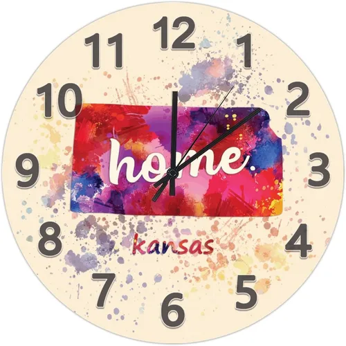 Vista 26 de UFunhome Reloj de pared con mapa del estado de Nevada, acuarela, Estados Unidos, reloj redondo de madera, funciona con pilas, silencioso, sin