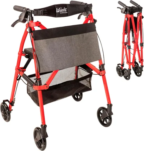 Vista 14 de Stander Wonder Andador Plus, Andador plegable de movilidad rodante ligero, Andador EZ Fold-N-Go para personas mayores y adultos, ruedas de 6
