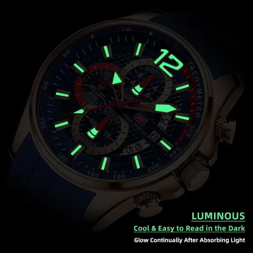 Vista 4 de MF MINI FOCUS Men Watch Casual Fashion Wrist Watches (Chronograph/Waterproof/Luminous/Calendar) Silicon Band Quartz Watches for Men (Black2)