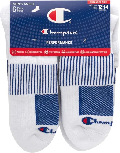 Vista 3 de Champion Mens Socks, Performance Moisture Wicking Ankle Socks for Men, 6-Pack