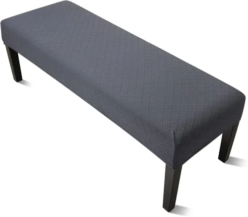 Vista 18 de YISUN Fundas de banco de jacquard para comedor, funda elástica lavable y extraíble para banco, protector de asiento rectangular para bancos de Beige