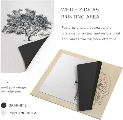 Vista 8 de MyArtscape Art Supplies - Papel de transferencia de grafito de calidad para artistas, 9 x 13 pulgadas, 25 hojas, papel de carbono encerado, con bloc
