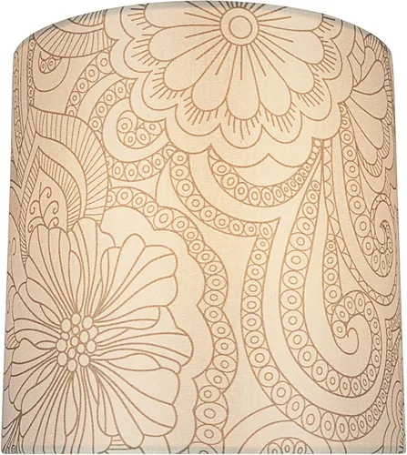 Vista 2 de Aspen Creative 58305, pantalla Drum Uno, patrón floral crema, 8 pulgadas superior x 8 pulgadas inferior x 8 pulgadas de alto, deslizamiento UNO