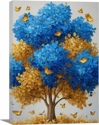 Vista 12 de VOCBAN Tree of Life Wall Art The Picture Artwork Canvas Prints Tree Pictures Poster Retro Artwork for Bedroom Living Room Home Decoration(blue blue