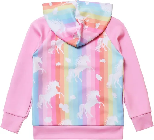 Vista 2 de Jxstar Sudadera raglán con capucha y cremallera para niñas con bolsillos