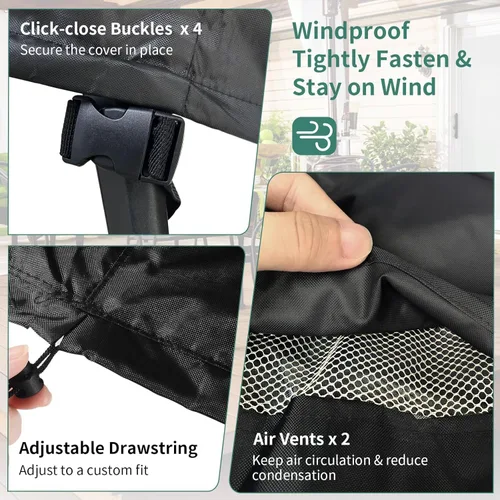Vista 3 de Fundas redondas para muebles de patio, 500D resistentes al agua, resistentes a los rayos UV, para mesa y sillas redondas de comedor al aire libre