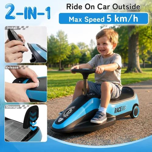 Vista 4 de Aspiradora montable, Go Kart eléctrico de 12 V para niños, color azul