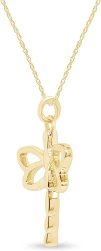 Vista 2 de Collar con dije de insecto de libélula, joyería para mujer en oro de 14 quilates sobre plata de ley junto con cadena de plata de 18 pulgadas