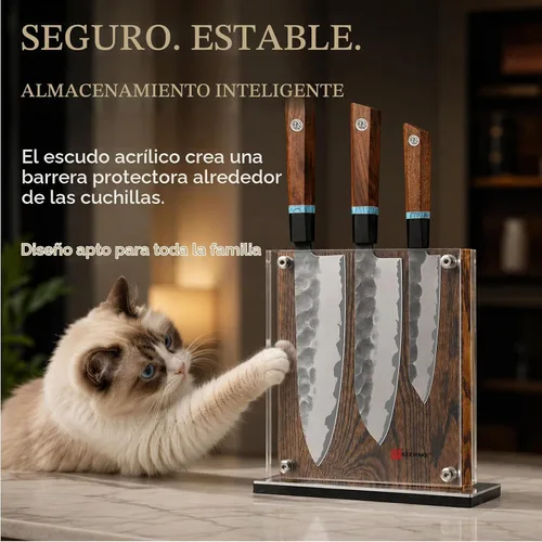 Vista 4 de KEEMAKE Magnetic Kitchen Knife Block Holder with Acrylic Shield