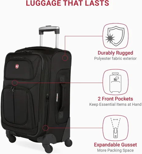 Vista 21 de SwissGear - Equipaje suave expandible Sion con ruedas, Negro