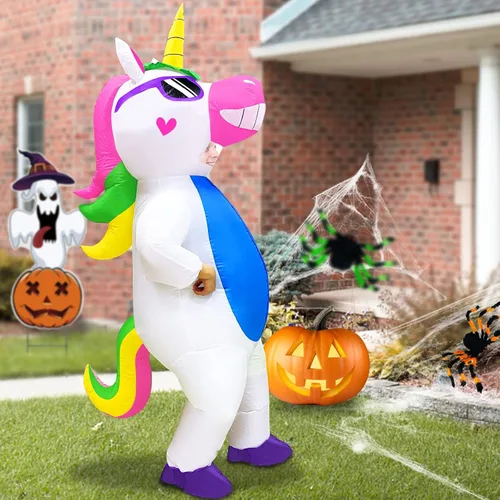 Vista 3 de Camlinbo Halloween Inflatable Unicorn Costume for Adults Women Men Full Body Blow up Halloween Costumes Party Cosplay