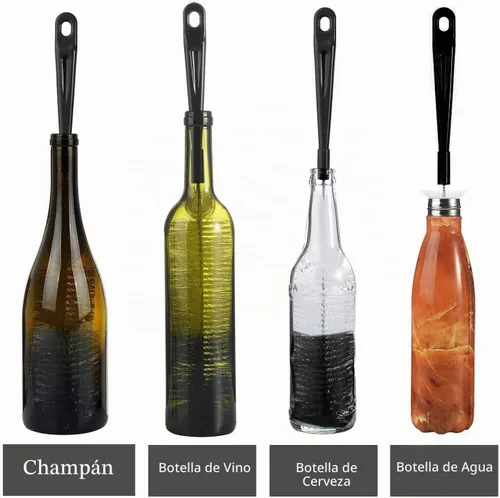 Vista 3 de ALINK Cepillo de limpieza de botellas negro extra largo de 16 pulgadas para lavar botellas de cuello estrecho de cerveza/vino/termo, botellas