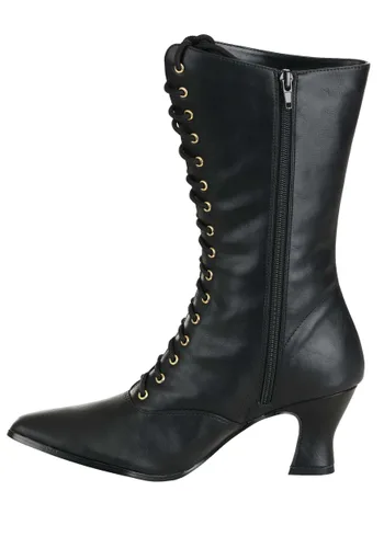 Vista 2 de Botas de Disfraz Victorianas Negras de Tacón para Mujer Multicolor