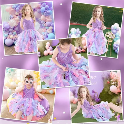Vista 6 de Suppromo Vestido tutú para niñas pequeñas, fiesta de cumpleaños, vestido de tul con lentejuelas brillantes para niñas pequeñas, concurso