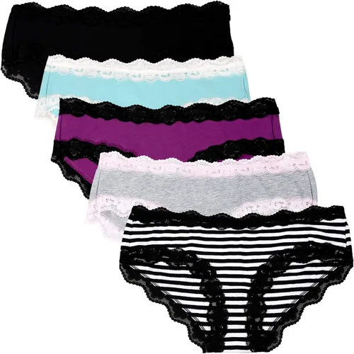 Vista 2 de LYYTHAVON bragas de algodón transpirables, ropa interior para mujeres, 5unidades