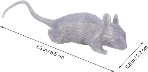Vista 2 de 10pcs Halloween Simulation Plastic Fake Mice Tricky Decorations for Indoor Outdoor Party Scary Prank Props Lightweight Reusable Gray