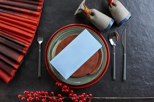 Vista 2 de Servilletas de papel azul bebé, tela desechable de lino como servilletas de cena, toallas de mano, suaves, absorbentes, servilletas de mano de papel