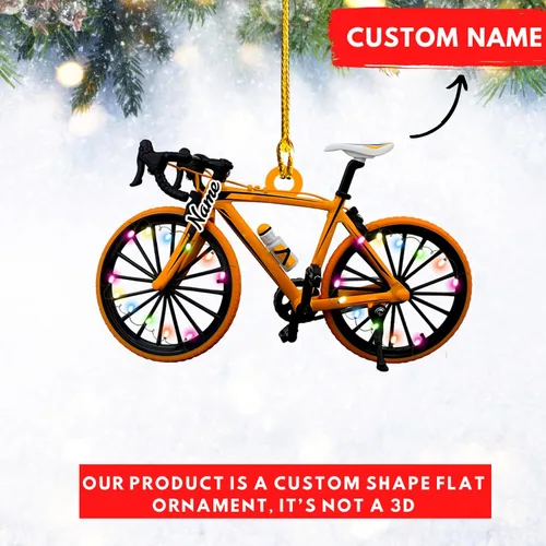 Vista 2 de Adorno personalizado para ciclismo de montaña, nombre personalizado y adorno para árbol de Navidad del año 2025, regalos de ciclista de montaña