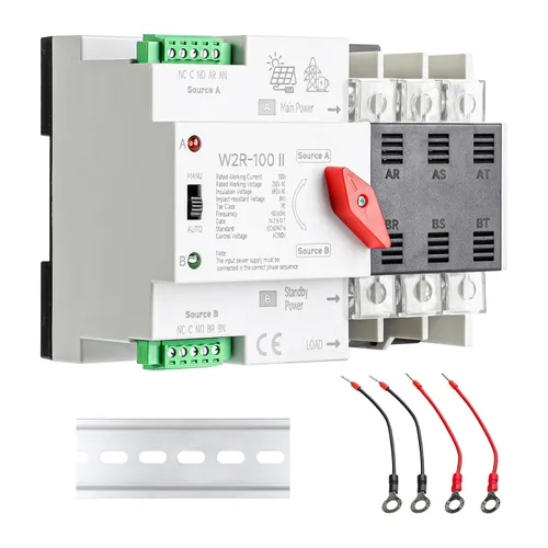 Vista 27 de 100Amp AC110V Interruptor de Transferencia Automático/Manual 2P 50/60Hz, 2POLE 100A Mini ATS Interruptor Solar Auto de Energía Dual para Generador