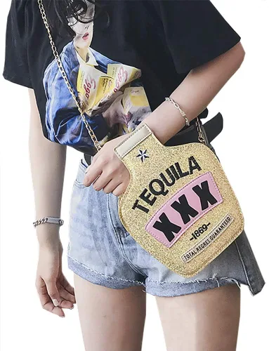 Vista 2 de QZUnique Botellachaqueta de la motocicletaperfumegamepad bolso de hombro para las mujeres PU cuero bolso cremallera cierre Crossbody bolsa