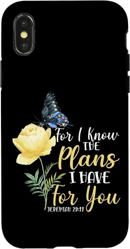 Vista 5 de iPhone 16 Christian Bible Verse Butterfly Rose Flower Jeremiah 29:11 Case