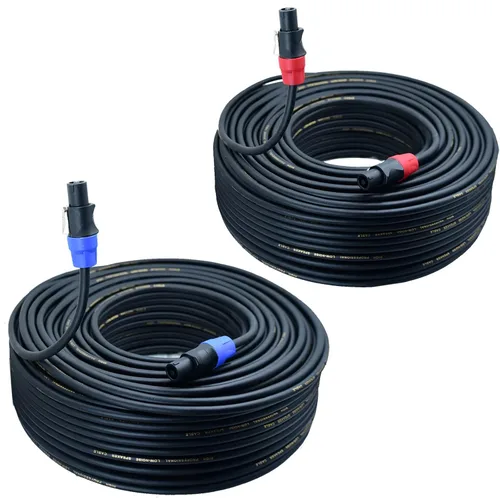 Vista 8 de Speak on Paquete de 2 cables de altavoz profesional Speakon a Speakon macho calibre de bloqueo de cable de cable de audio profesional de 12 AWG