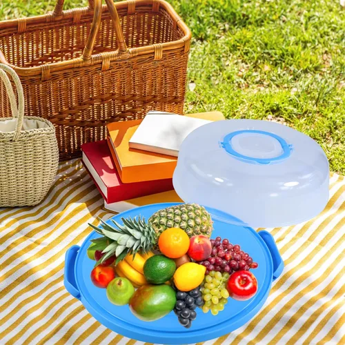Vista 7 de Portabebés portátil de 12 pulgadas con tapa y magdalenas, tarta de galletas, para bodas, fiestas, baby shower, fiestas de Navidad (azul)