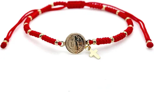 Vista 5 de St Benedict Medal Adjustable Red String Pulsera San Benito
