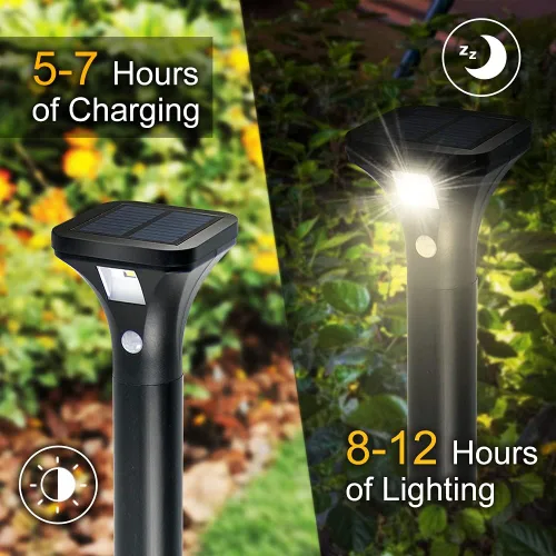 Vista 5 de AURAXY Luces LED con sensor de movimiento solar, funciona con pilas, detector de movimiento impermeable para exteriores, luz de pasarela, uso