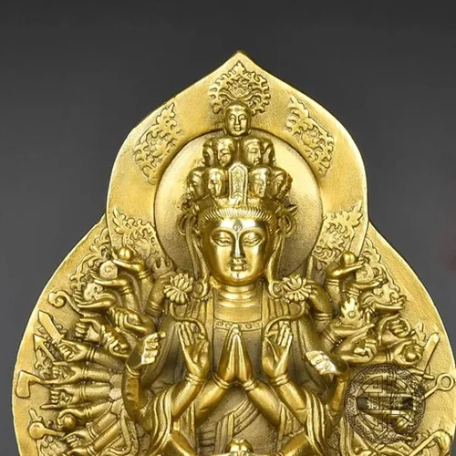Vista 3 de Estatua de Buda, estatuas de Buda, diosa, meditación de Buda zen, bodhisattva de mil manos, Guan Yin, Buda sentado de 6.4 pulgadas (color: amarillo)