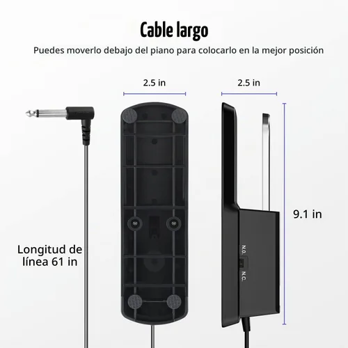 Vista 6 de Donner DSP-001 Pedal de sostenimiento para teclado, pedal de piano universal con interruptor de polaridad para piano digital/teclado de Negro