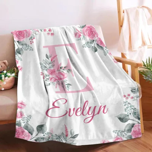 Vista 62 de Manta de bebé personalizada para niñas y niños pequeños, recién nacidos, regalos personalizados de vaca floral con nombre y texto, 40 x 30 pulgadas
