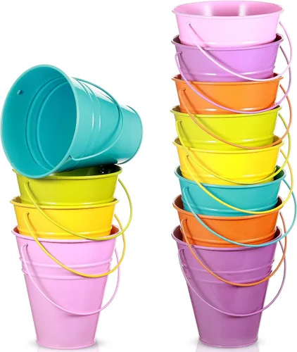 Vista 16 de Sadnyy 12 paquetes de cubos de metal con asa, cubo galvanizado de 4.5 x 5 pulgadas, suministros para fiestas, manualidades para Navidad, Halloween