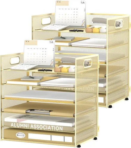 Vista 15 de Daltack Organizador de papel de 6 niveles para escritorio, organizador de bandejas de papel para escritorios, organizadores de archivos de Negro