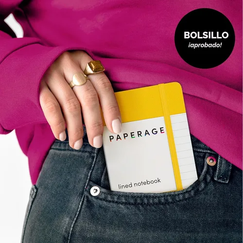 Vista 7 de Juego de 2 cuadernos blocs de notas de bolsillo pequeño, pauta universitaria, 3.7 x 5.6 pulgadas, minidiario de tapa dura, papel grueso de 3.5 Negro