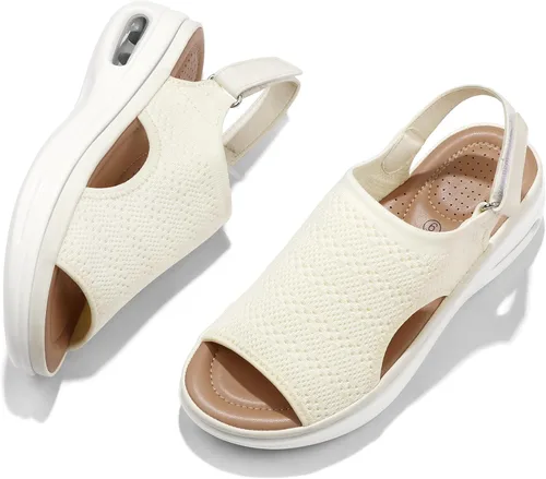 Vista 4 de mysoft Sandalias cómodas para caminar con amortiguación de aire para mujer, zapatos de plataforma de punto transpirable