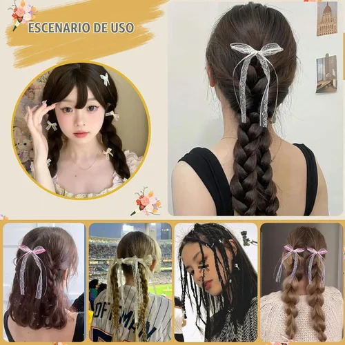 Vista 4 de Mini lazos para el cabello para mujeres y niñas, lindos clips para el cabello pequeños tipo cocodrilo de cola larga, accesorios de cinta