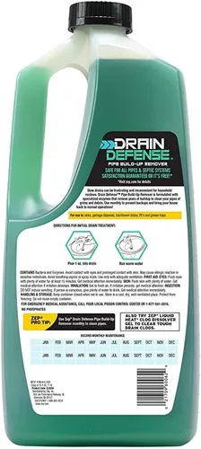 Vista 2 de Zep Drain Defense - Removedor de acumulación de tuberías - 64 onzas - ZLDC648 - Removedor de acumulación de tuberías líquidas de fuerza profesional