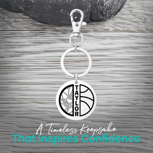Vista 3 de Sportybella - Personalized Engraved Basketball Zipperpull Keychain, Custom Basketball Gift for Player, Team and Coaches