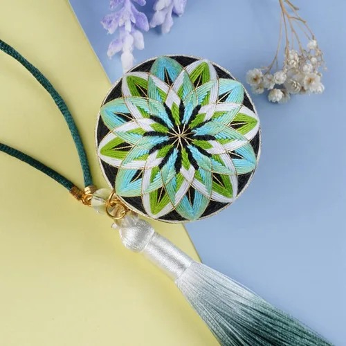 Vista 17 de Elecrelive DIY Bordado Temari Bola Azul Flor Bordado Hilo Bolas Estilo A01