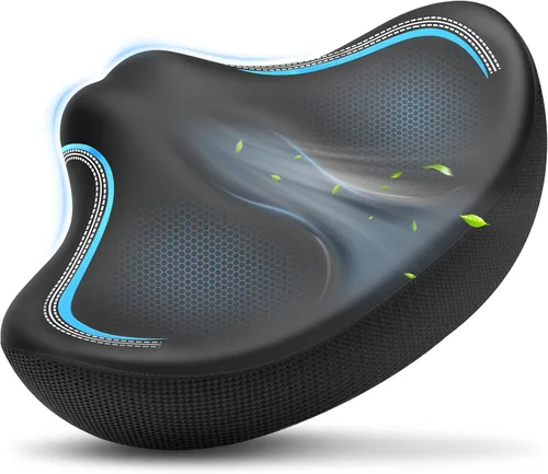 Vista 12 de New Noseless Oversized Bike Seat, Extra Wide Comfort Pure Memory Foam Bicycle Seat Cushion, Compatible Saddle Replacement with Electric Bike Negro