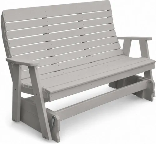 Vista 19 de Amish Made Antique Mahogany 4 ft Outdoor Glider Bench, HDPE Made in USA Fairfax Collection HDPE Poly Lumber Outdoor Glider Bench, All-Weather