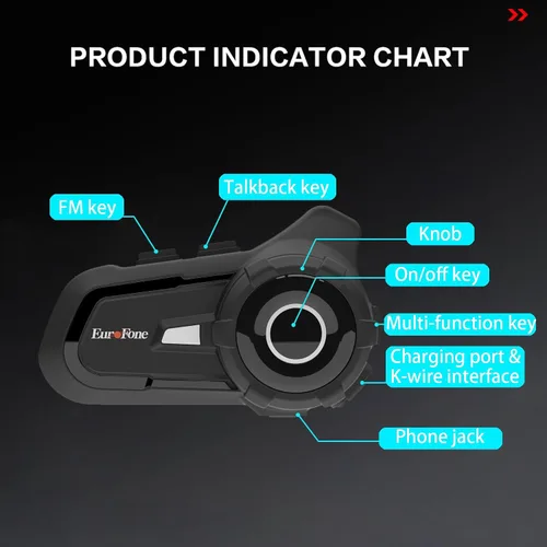 Vista 6 de Auriculares Bluetooth para casco S2, 2,624.7 ft, 2 conductores, auriculares de intercomunicación con auriculares de intercomunicación con sonido CVC