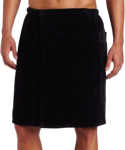 Vista 4 de robesale Mens Cotton Terry Velour Spa Wrap Towel, S/M, Black