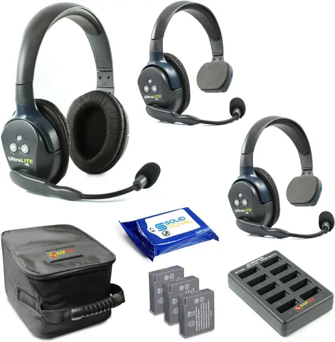 Vista 4 de Eartec UL2SD Ultralite - Auriculares inalámbricos de dúplex completo para 2 usuarios - 1 auricular de una sola oreja y 1 auricular de doble oreja