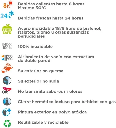 Vista 8 de LAKEN Unisex - Adulto Thermos TS5, Acero, 18/8-0.75 L plateado