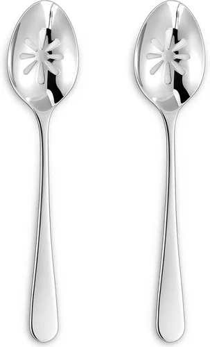 Vista 8 de KEAWELL Louise - Juego de cucharas de servir de 9 pulgadas, acero inoxidable 18/10, que une elegancia y durabilidad, exquisitos utensilios