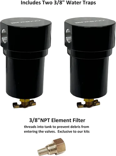 Vista 6 de 480 Black Air Ride Kit - Colector de 3/8 pulgadas, tanque y bolsas para 1964-72 A-Body Negro